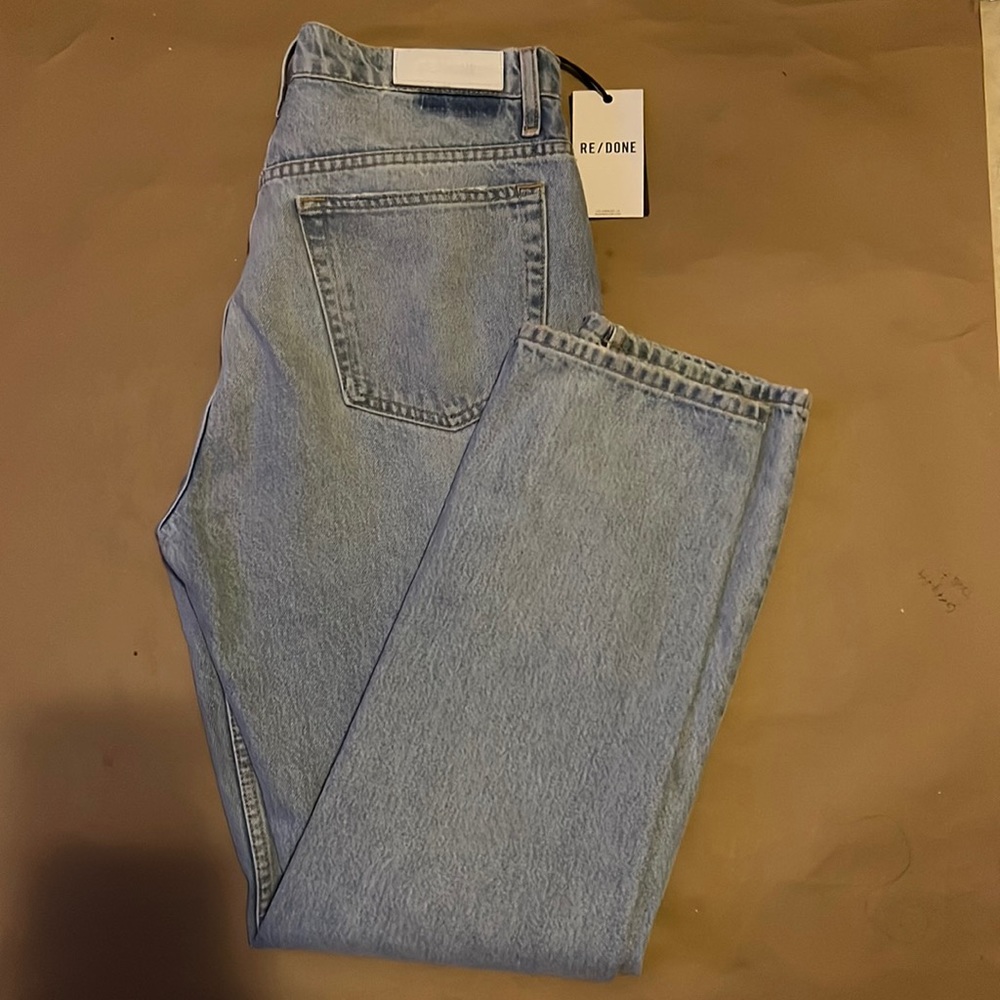 Re/Done Women Straight Leg Jeans in Light Blue